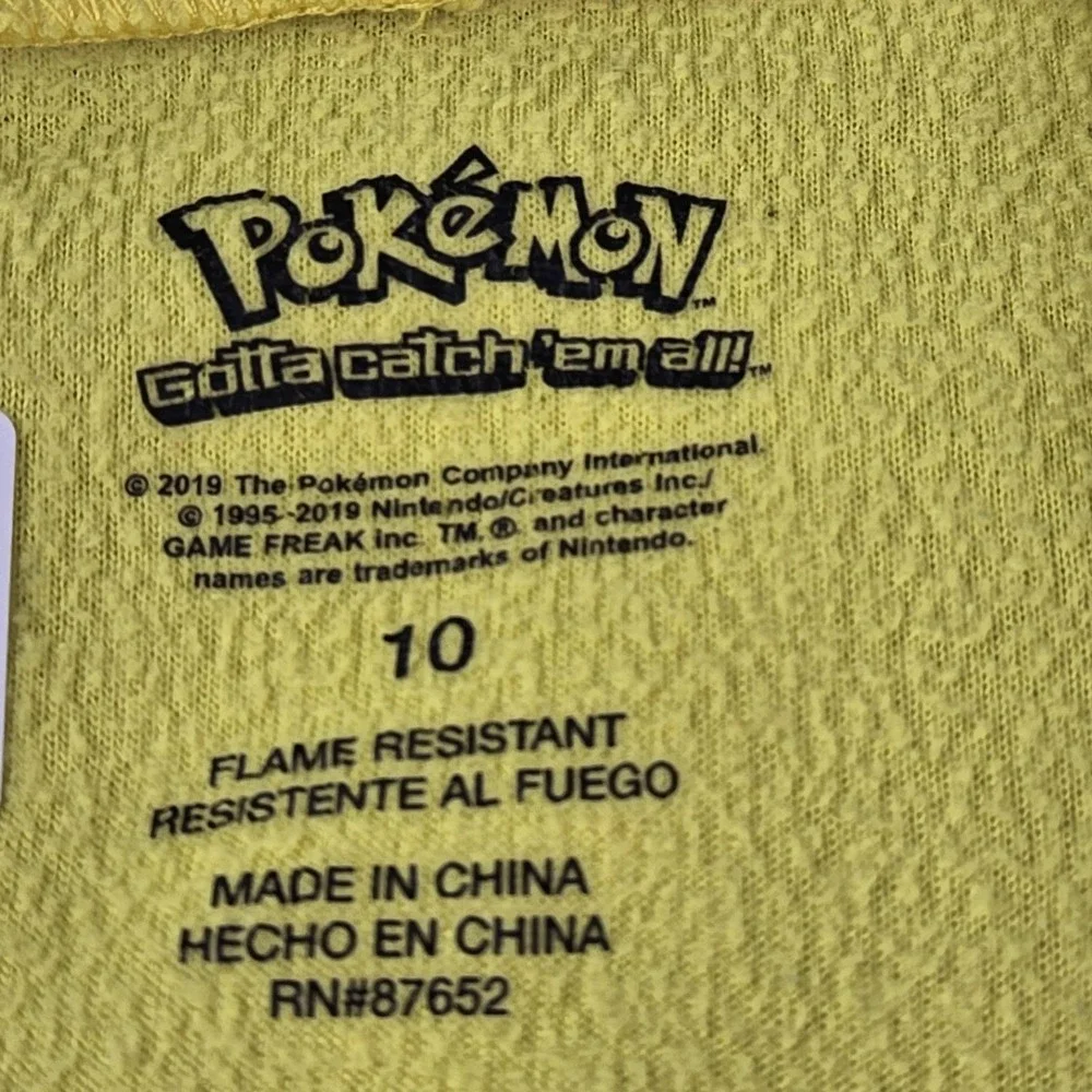 Pokemon Boys Sleepwear 10 Yellow Jumpsuit Graphic Fleece Pikachu Pokeball Pajama